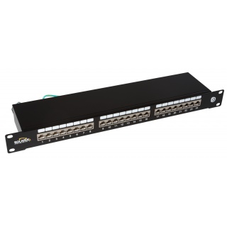 Patch panel Solarix 24 x RJ45 CAT6 STP czarny