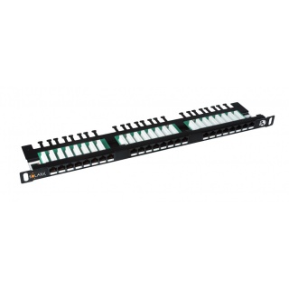 Patch panel Solarix 24xRJ45 CAT5E UTP 0,5U wsporn